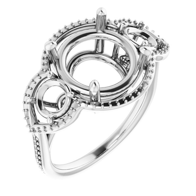 Three-Stone Halo-Style Engagement Ring
