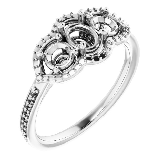 Three-Stone Halo-Style Engagement Ring