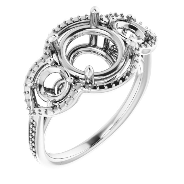 Three-Stone Halo-Style Engagement Ring