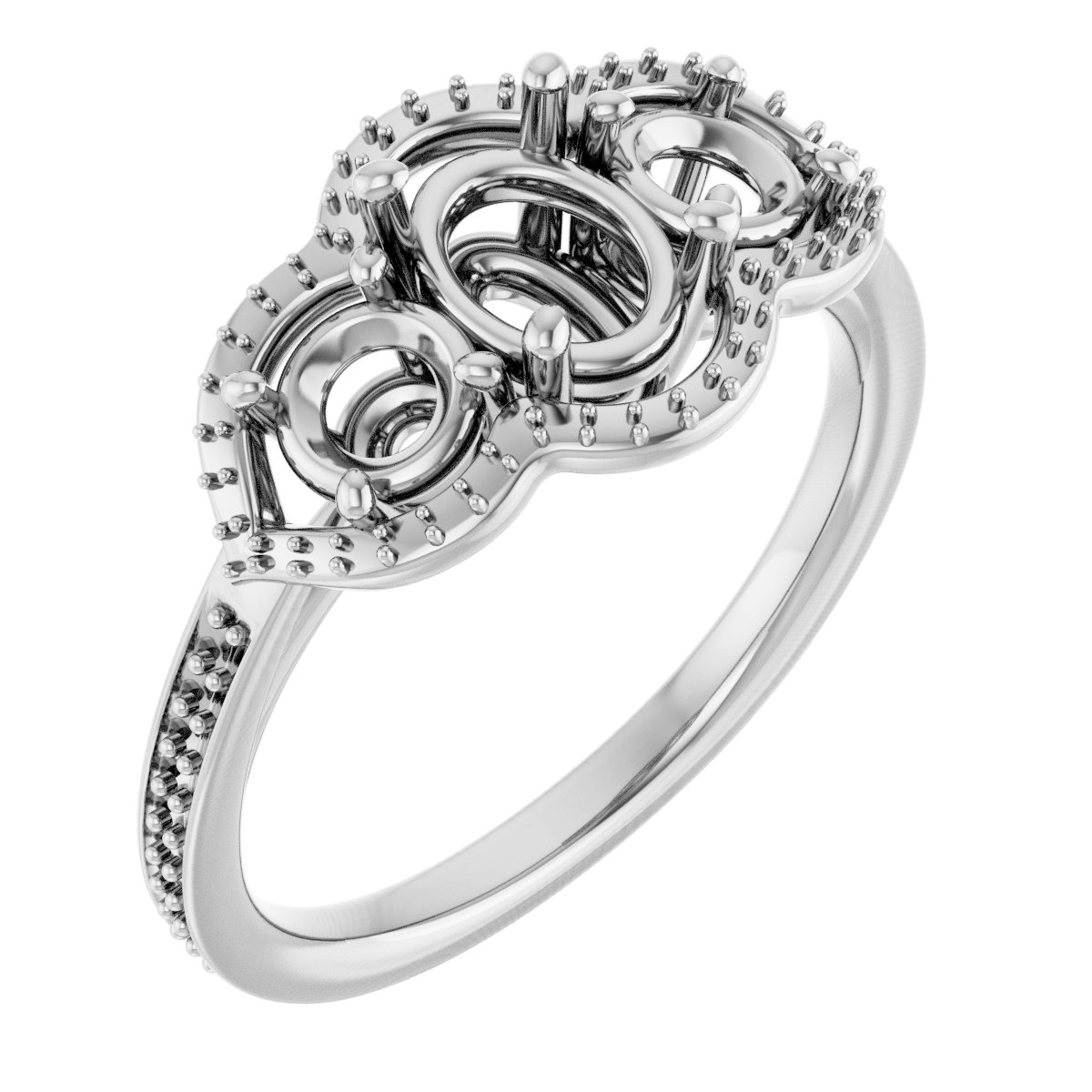 Three-Stone Halo-Style Engagement Ring
