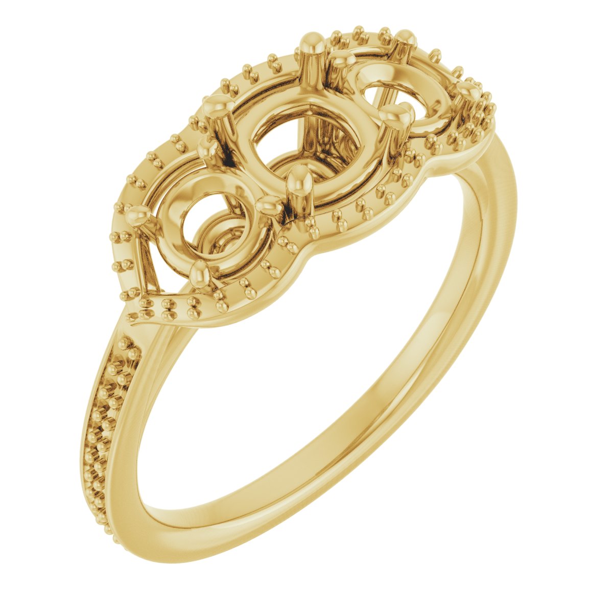 Three-Stone Halo-Style Engagement Ring