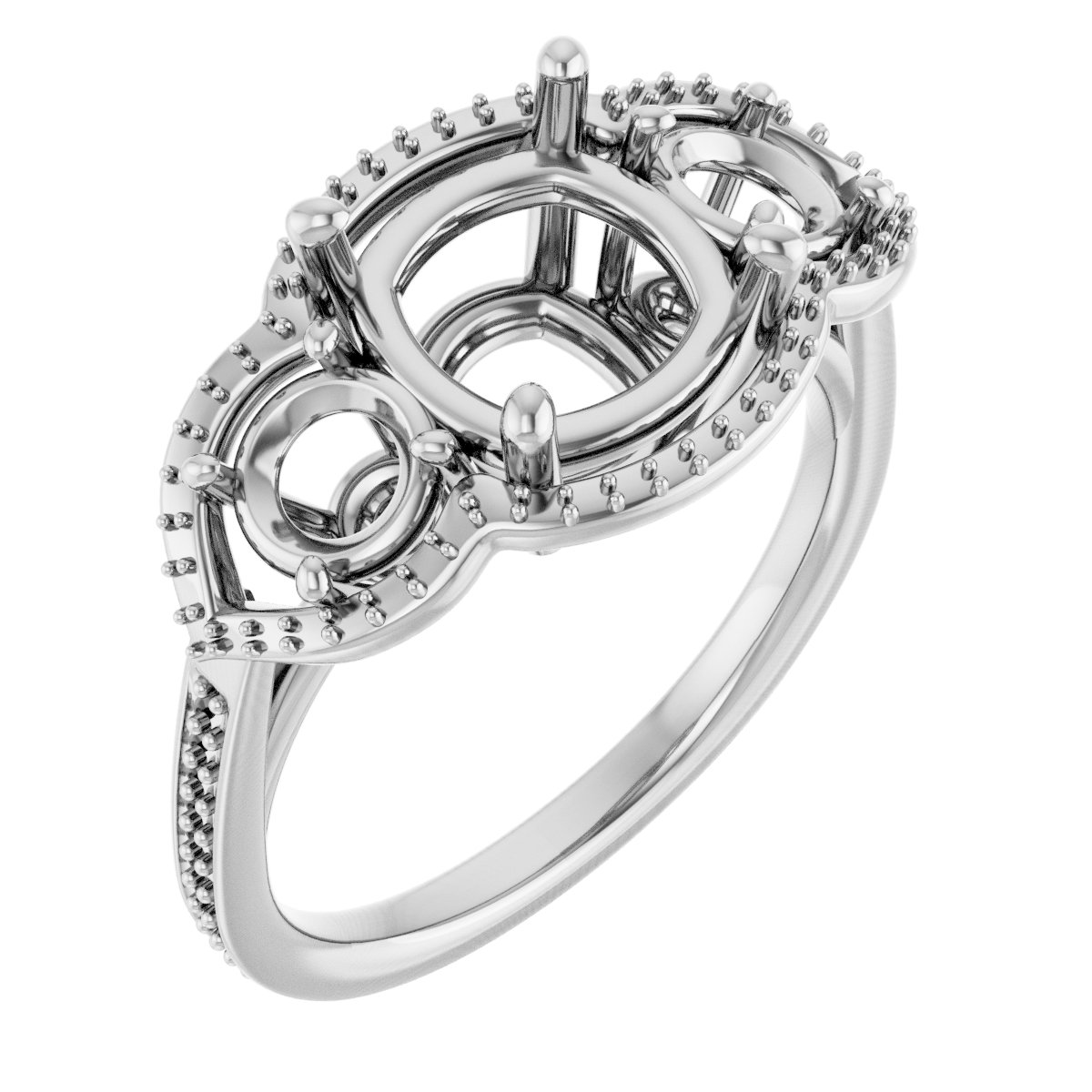 Three-Stone Halo-Style Engagement Ring