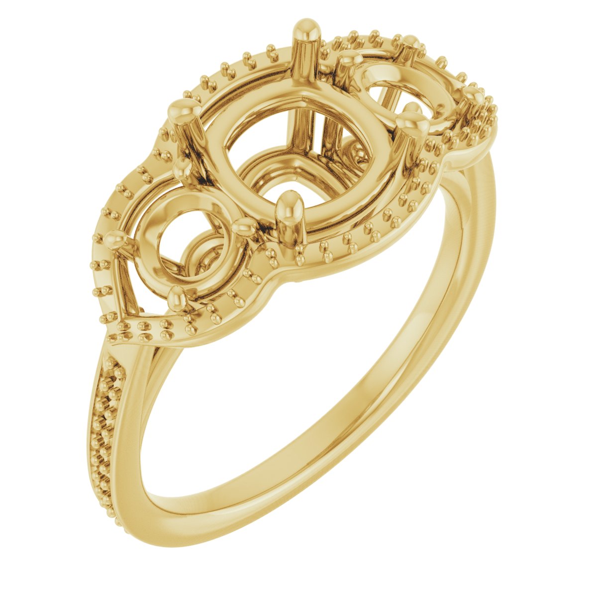 Three-Stone Halo-Style Engagement Ring