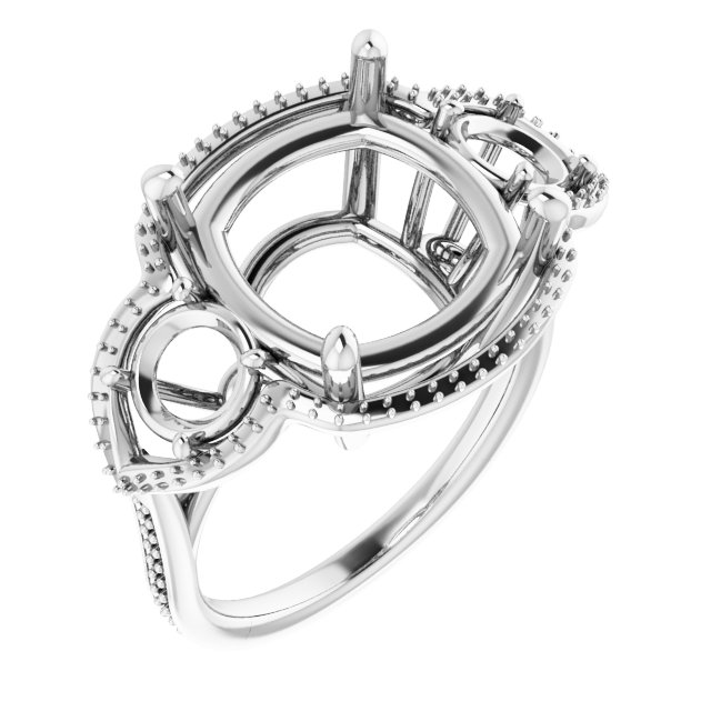 Three-Stone Halo-Style Engagement Ring
