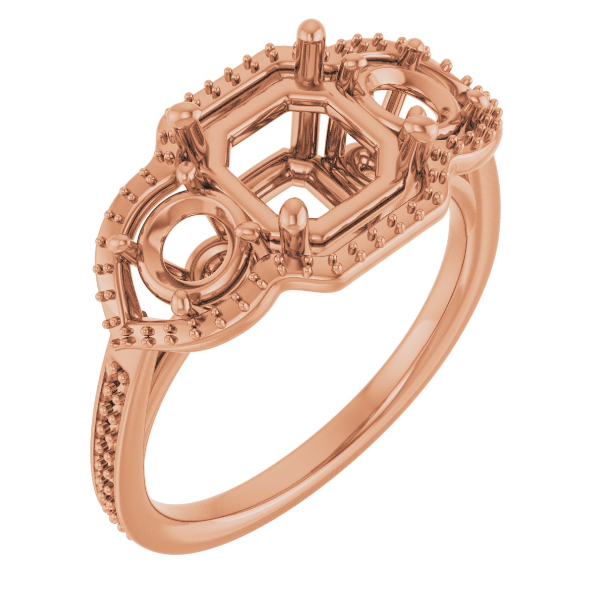 Three-Stone Halo-Style Engagement Ring