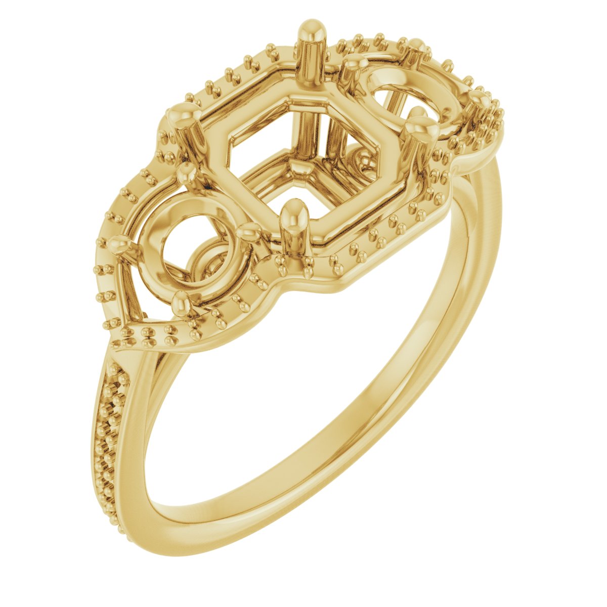 Three-Stone Halo-Style Engagement Ring