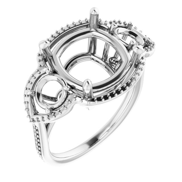 Three-Stone Halo-Style Engagement Ring