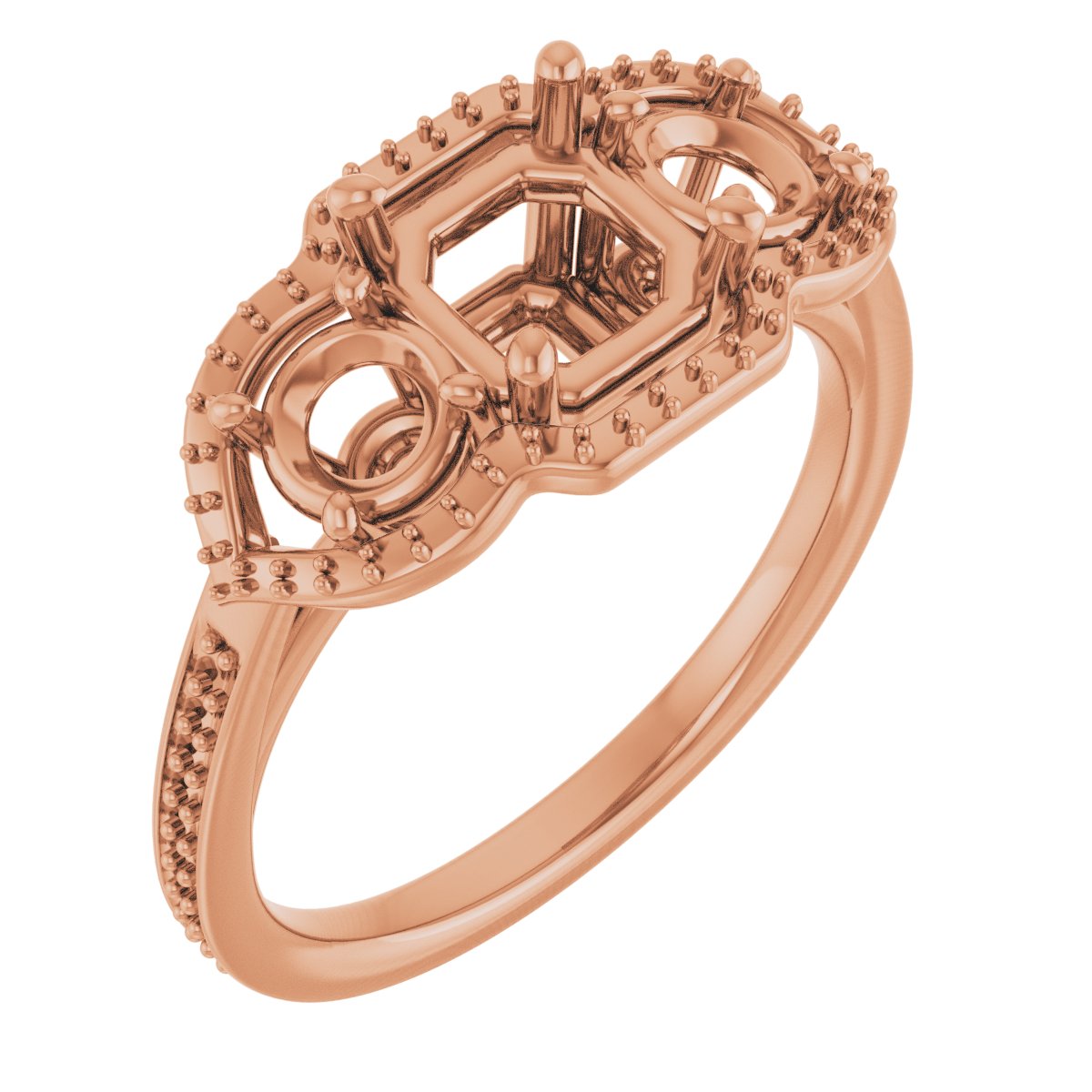 Three-Stone Halo-Style Engagement Ring