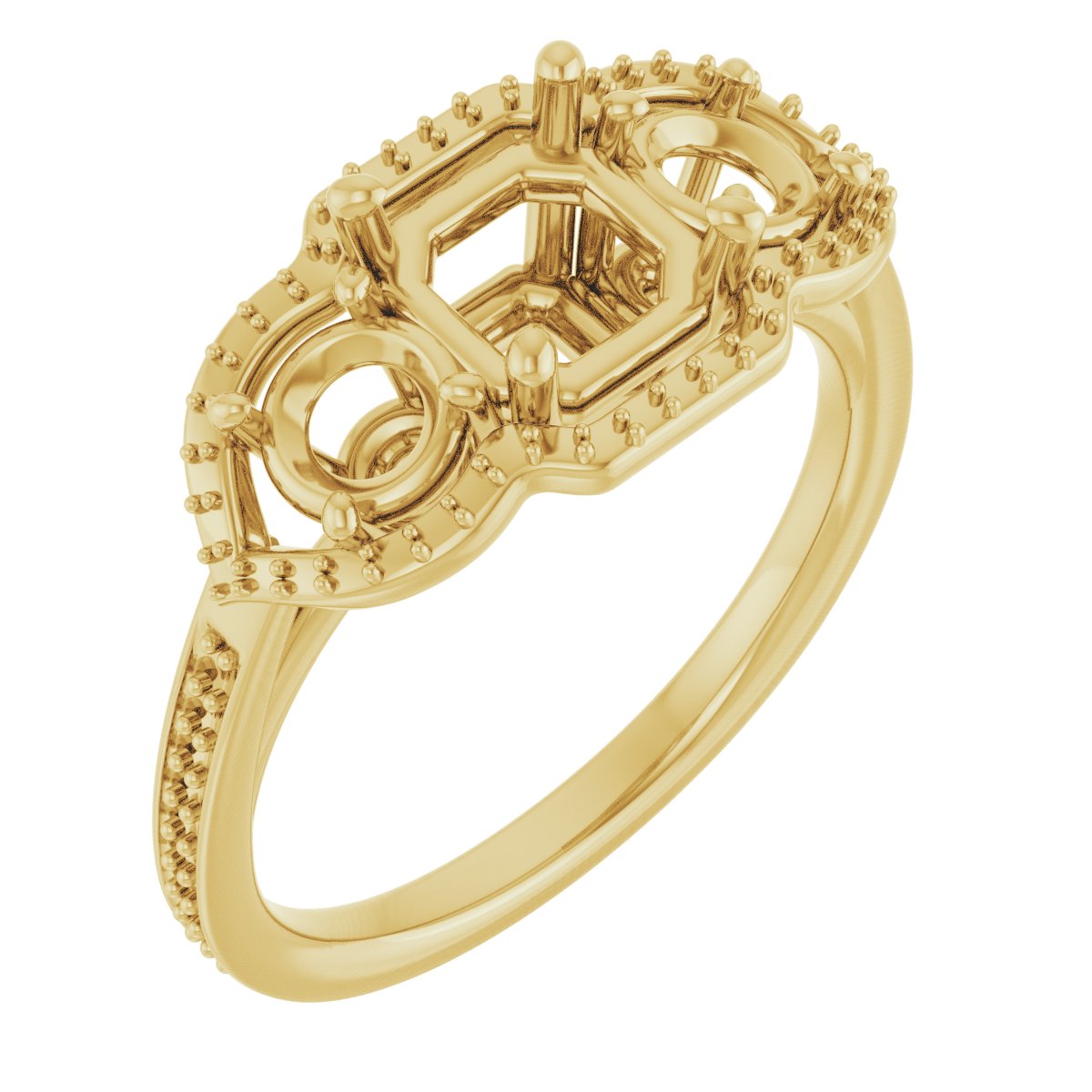 Three-Stone Halo-Style Engagement Ring