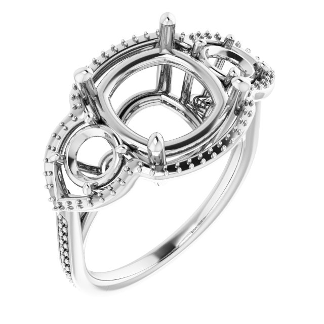 Three-Stone Halo-Style Engagement Ring