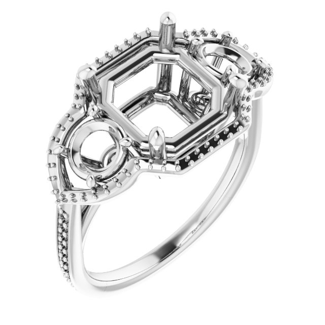 Three-Stone Halo-Style Engagement Ring