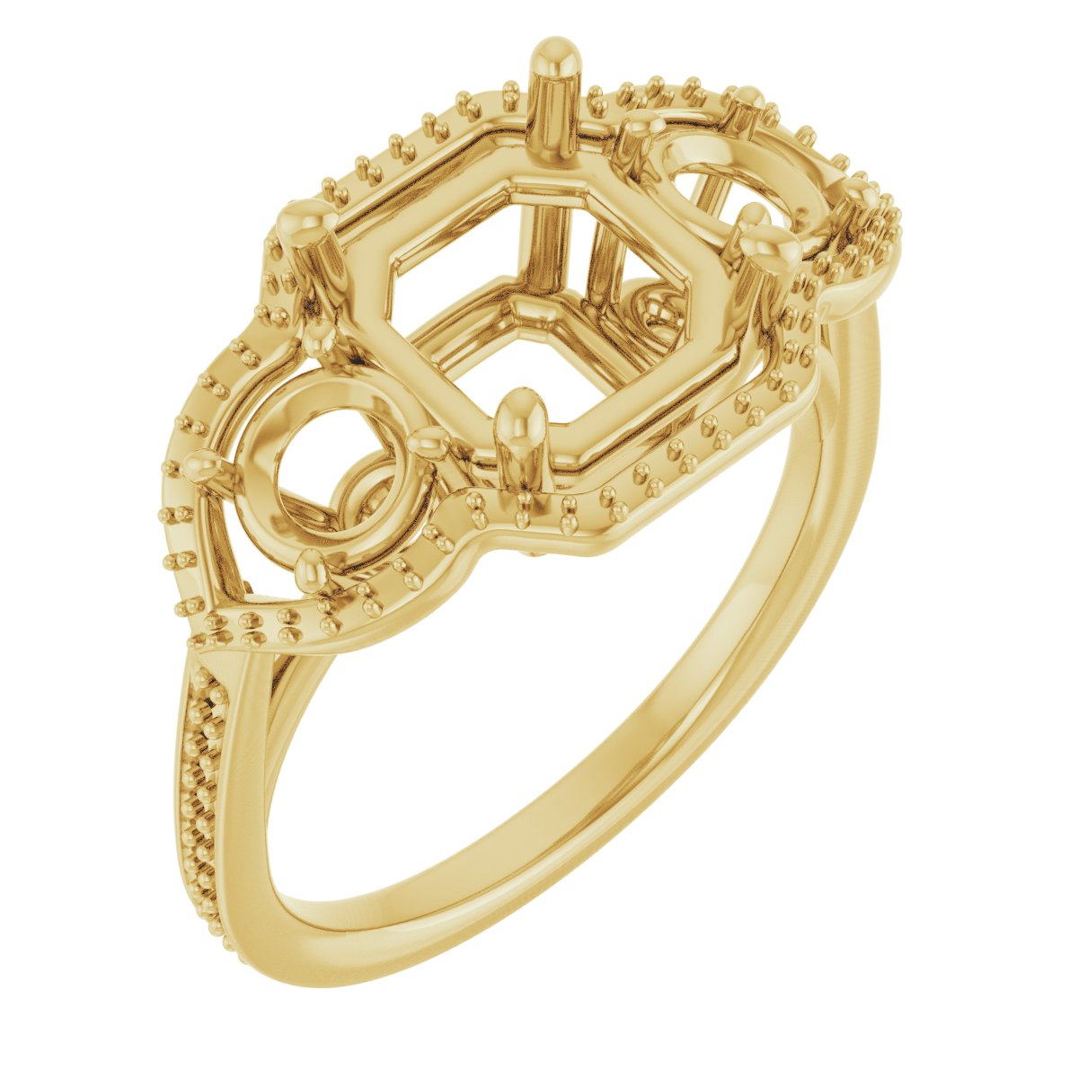 Three-Stone Halo-Style Engagement Ring