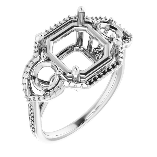 Three-Stone Halo-Style Engagement Ring