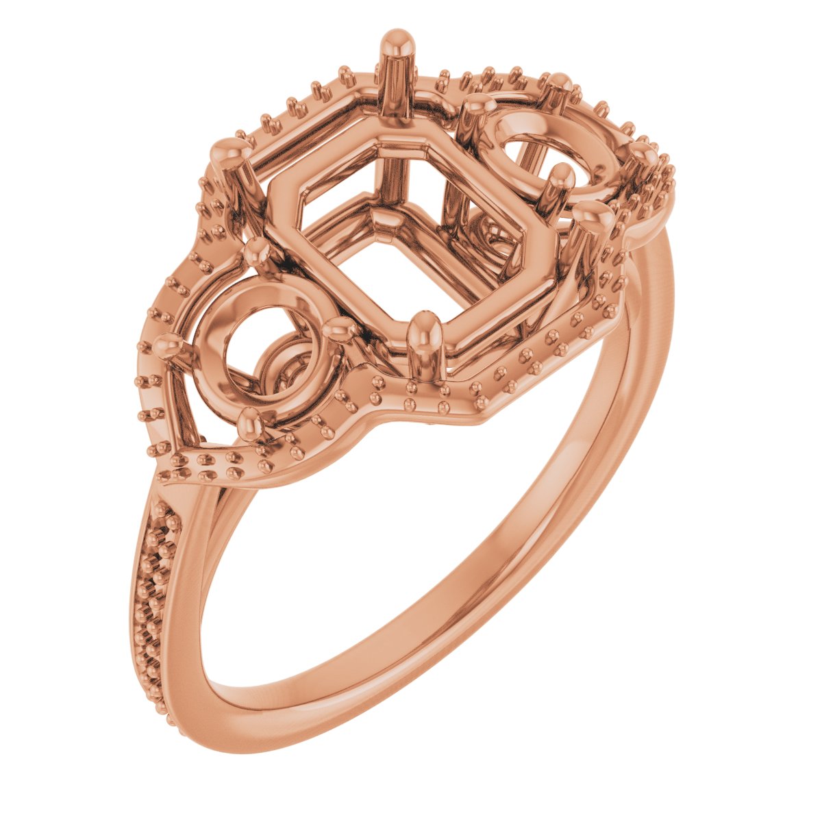 Three-Stone Halo-Style Engagement Ring