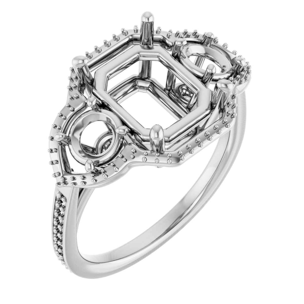 Three-Stone Halo-Style Engagement Ring