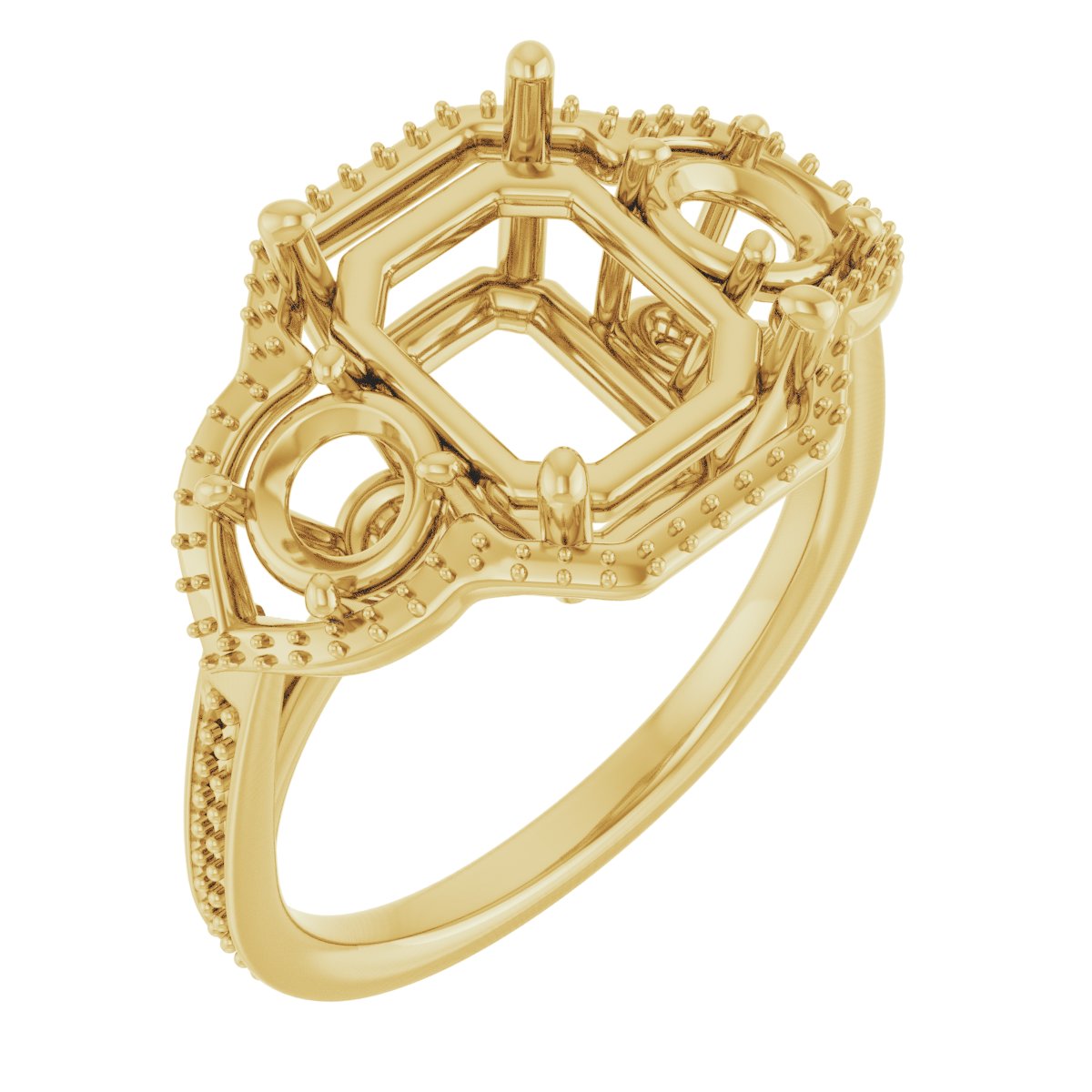 Three-Stone Halo-Style Engagement Ring