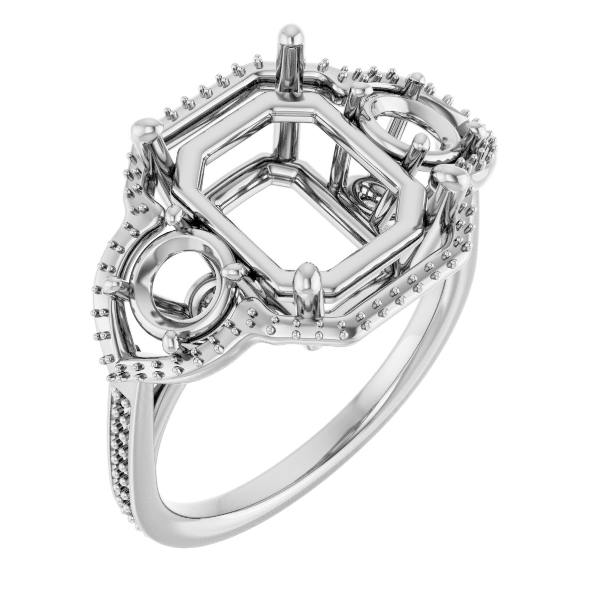 Three-Stone Halo-Style Engagement Ring