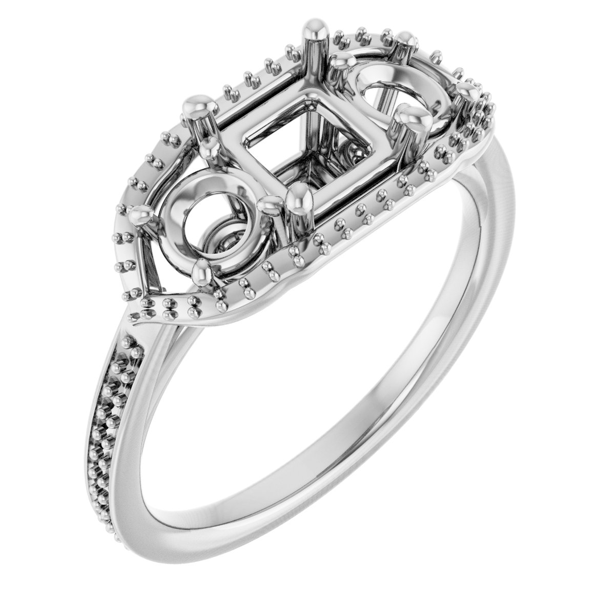 Three-Stone Halo-Style Engagement Ring