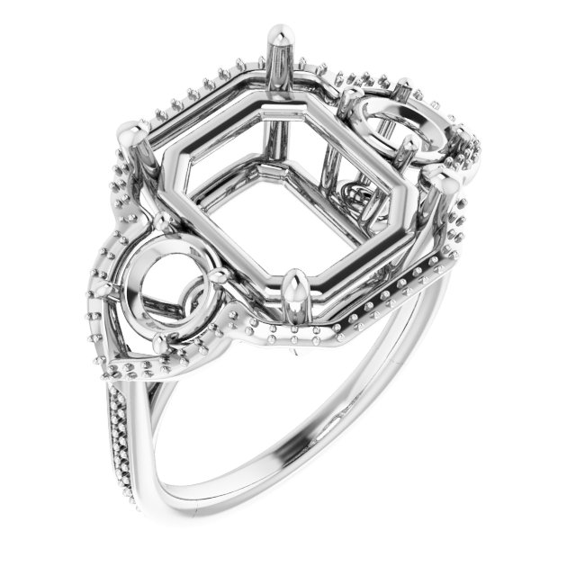 Three-Stone Halo-Style Engagement Ring