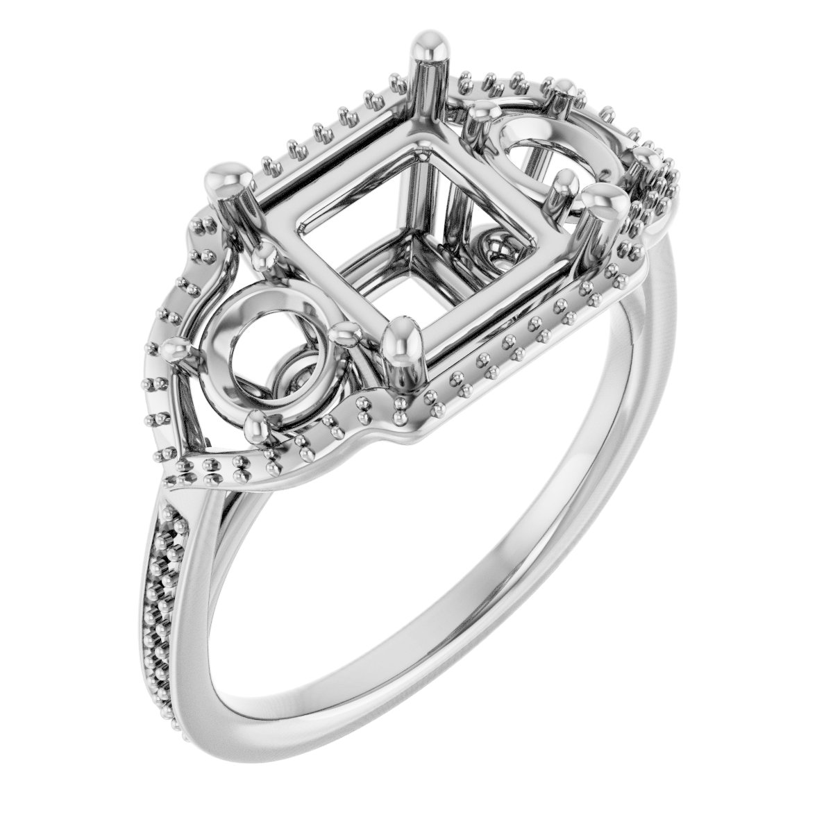 Three-Stone Halo-Style Engagement Ring