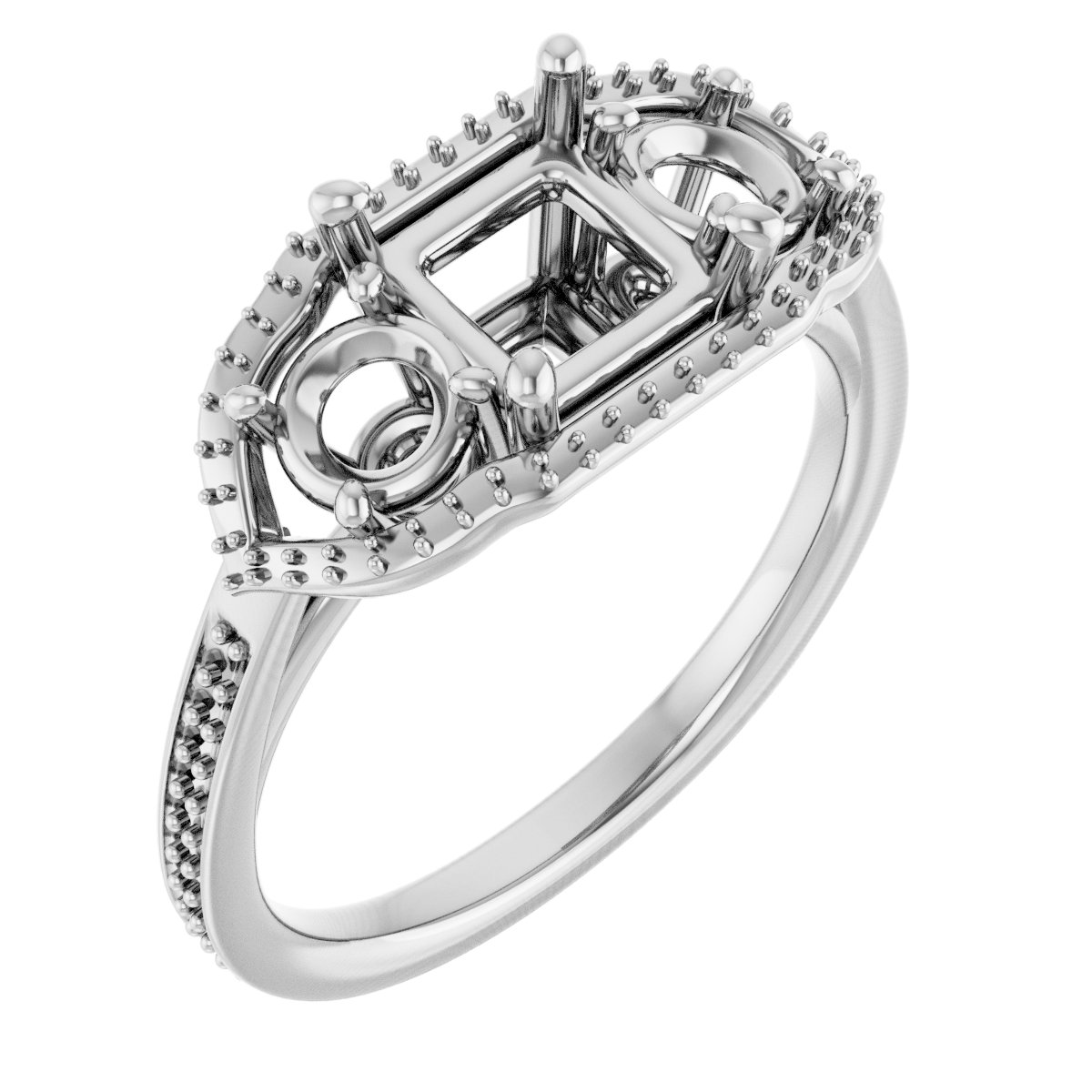 Three-Stone Halo-Style Engagement Ring