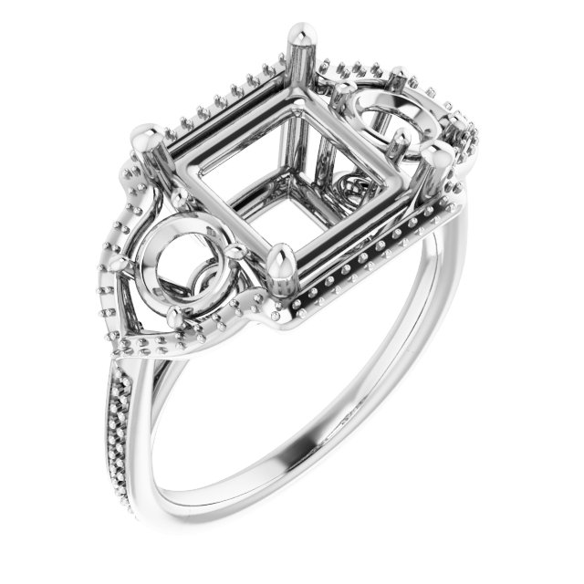 Three-Stone Halo-Style Engagement Ring