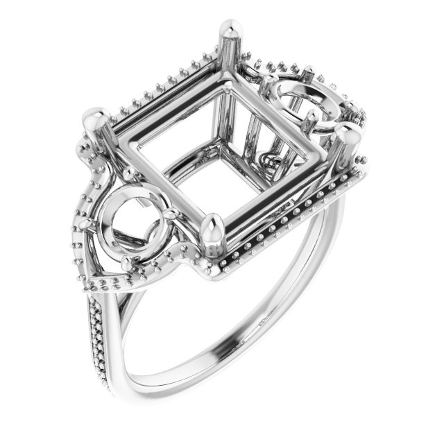 Three-Stone Halo-Style Engagement Ring