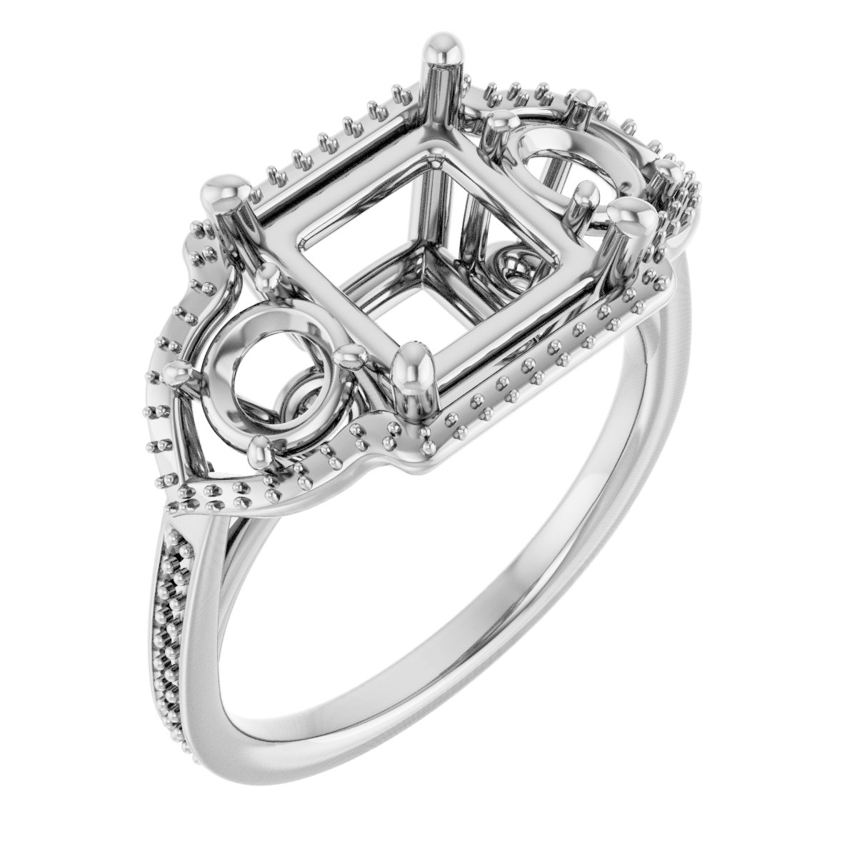Three-Stone Halo-Style Engagement Ring