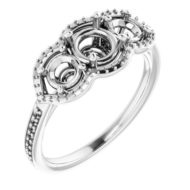 Three-Stone Halo-Style Engagement Ring