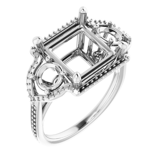 Three-Stone Halo-Style Engagement Ring