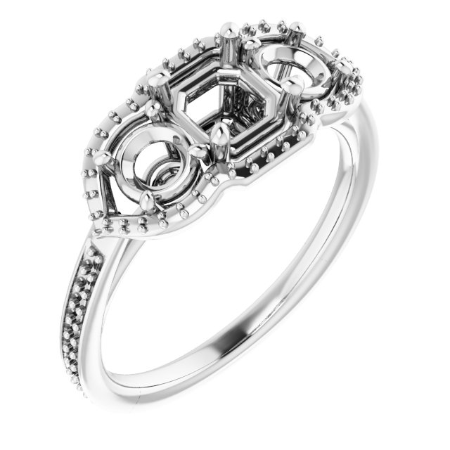 Three-Stone Halo-Style Engagement Ring