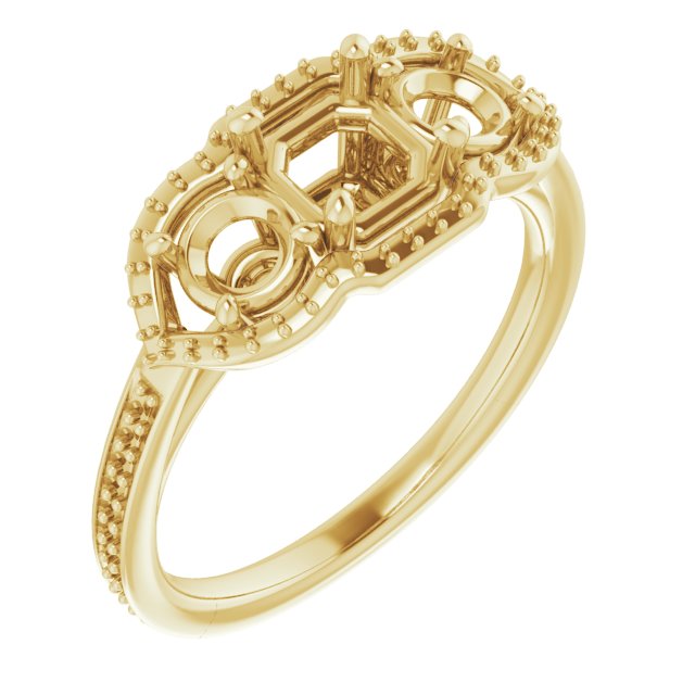 Three-Stone Halo-Style Engagement Ring