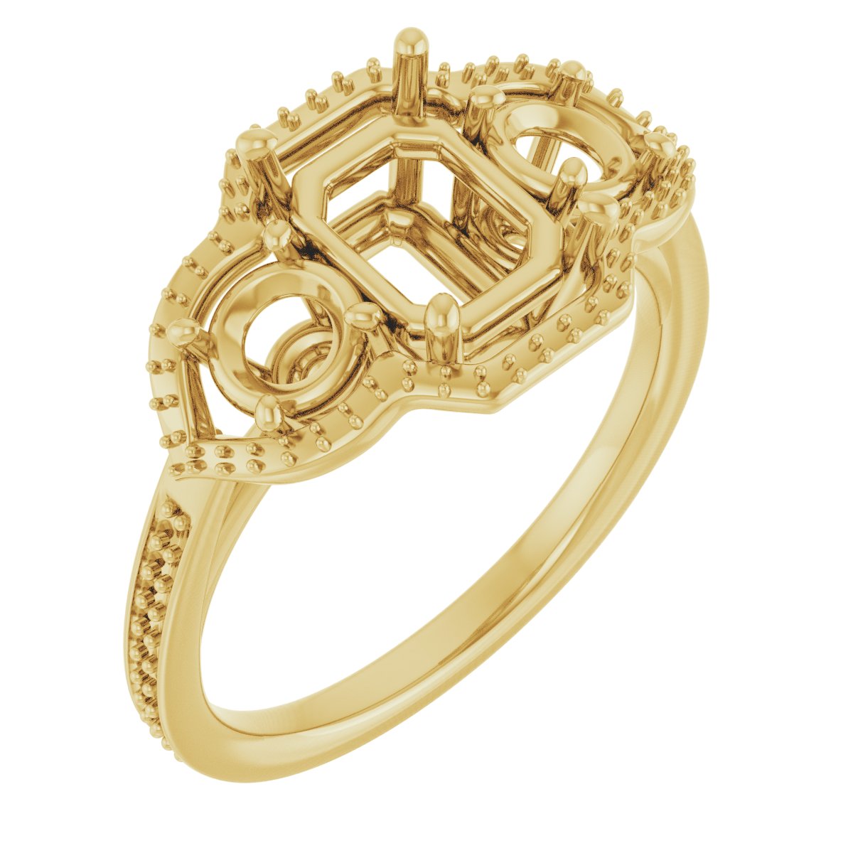 Three-Stone Halo-Style Engagement Ring