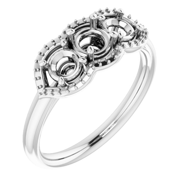 Three-Stone Halo-Style Engagement Ring
