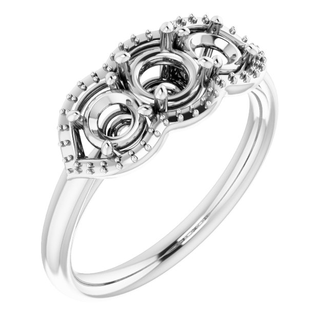 Three-Stone Halo-Style Engagement Ring