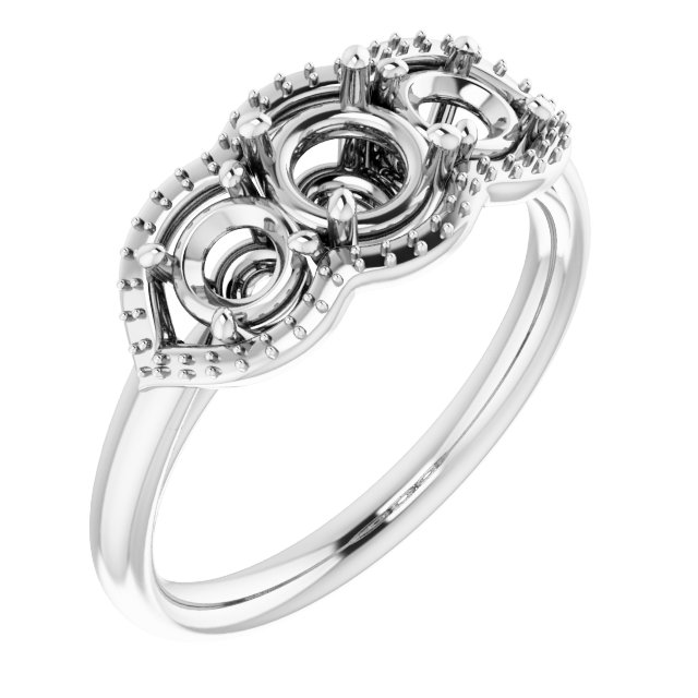 Three-Stone Halo-Style Engagement Ring