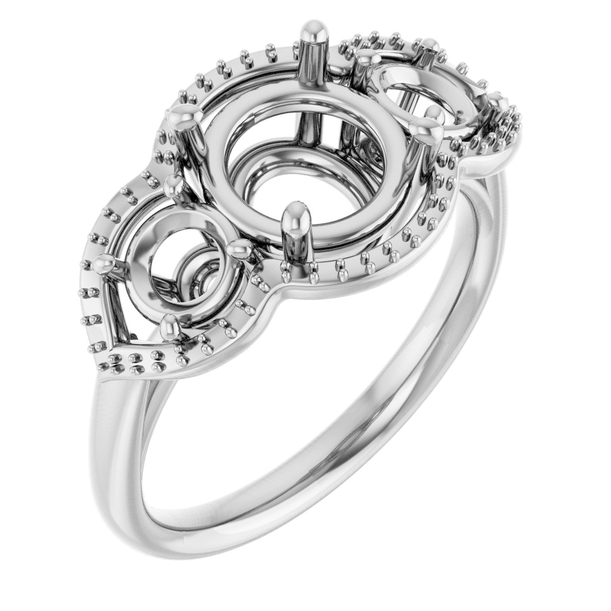 Three-Stone Halo-Style Engagement Ring