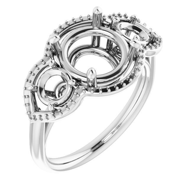 Three-Stone Halo-Style Engagement Ring