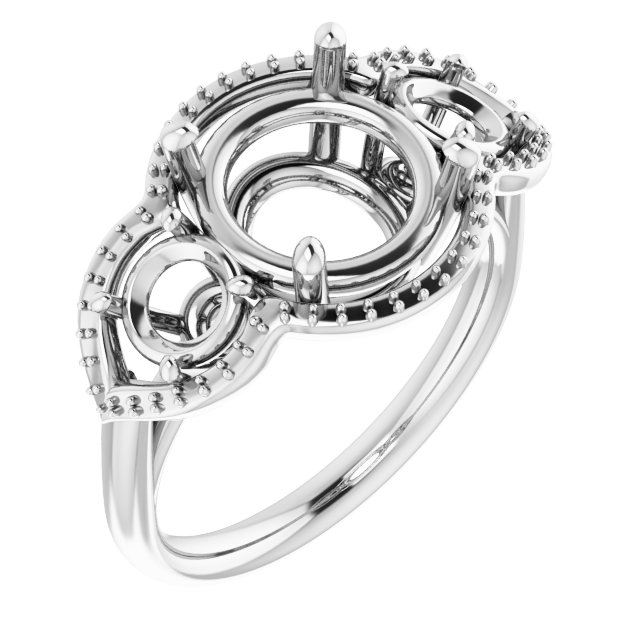 Three-Stone Halo-Style Engagement Ring