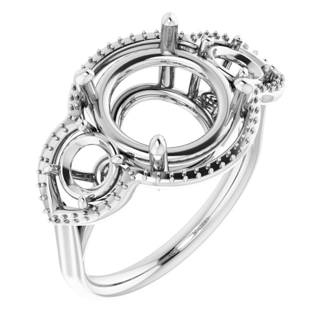 Three-Stone Halo-Style Engagement Ring
