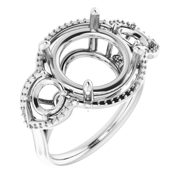 Three-Stone Halo-Style Engagement Ring