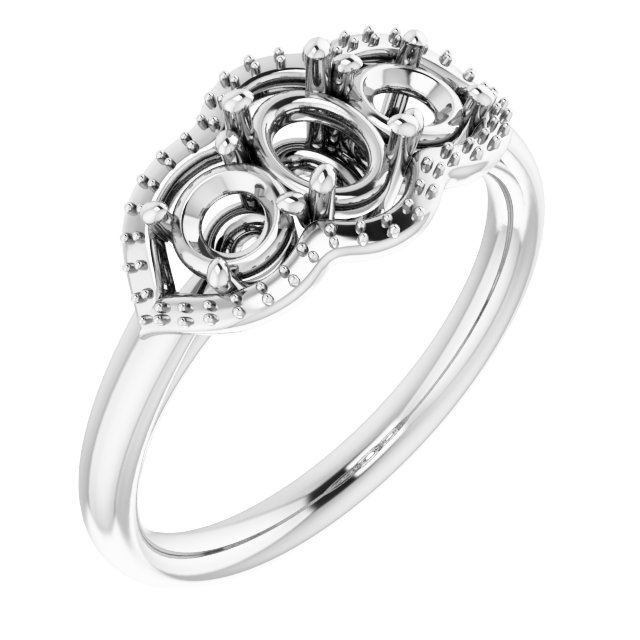 Three-Stone Halo-Style Engagement Ring