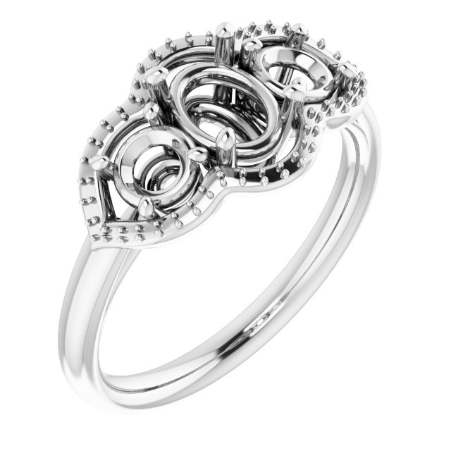 Three-Stone Halo-Style Engagement Ring