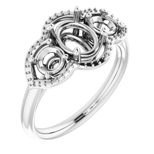 Three-Stone Halo-Style Engagement Ring