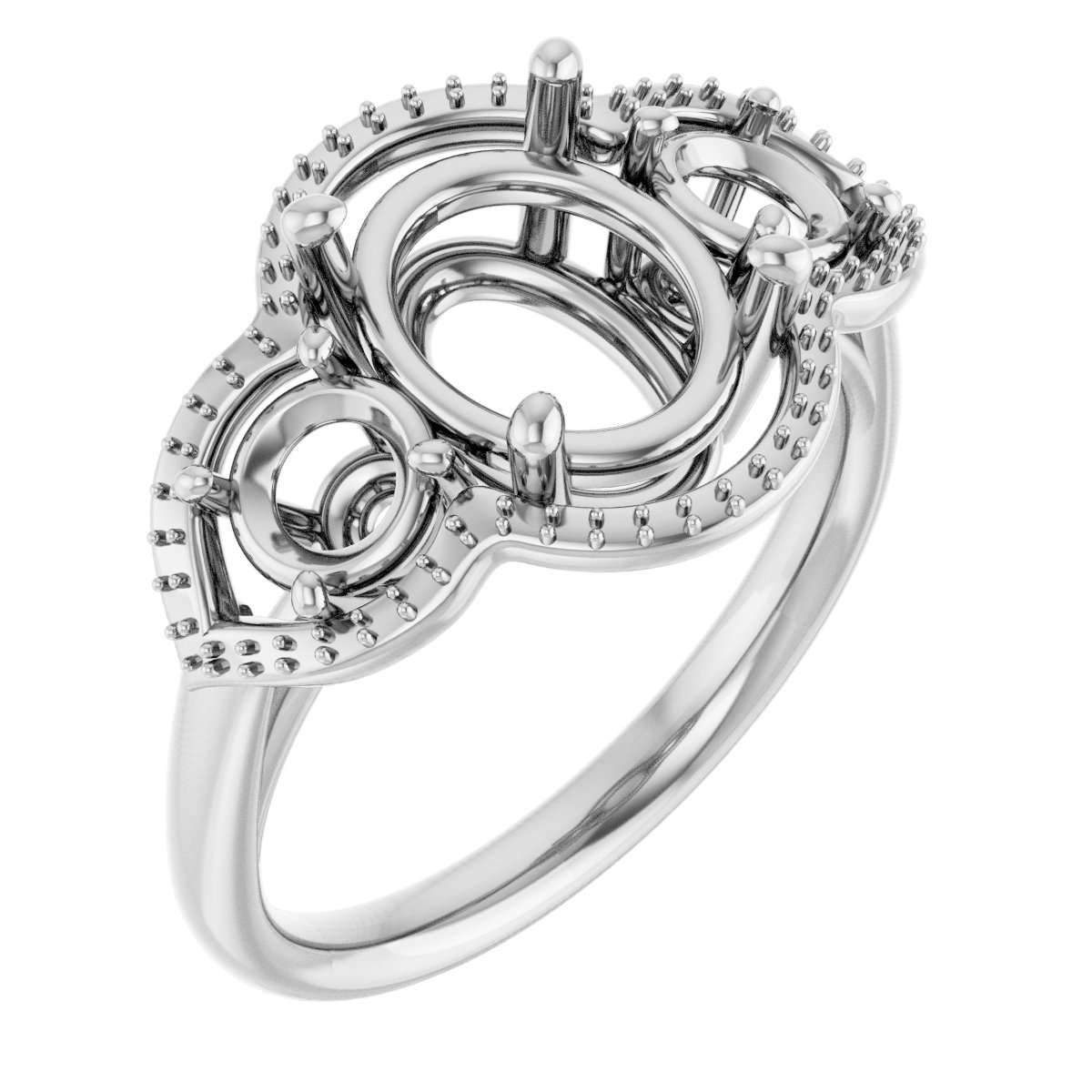 Three-Stone Halo-Style Engagement Ring