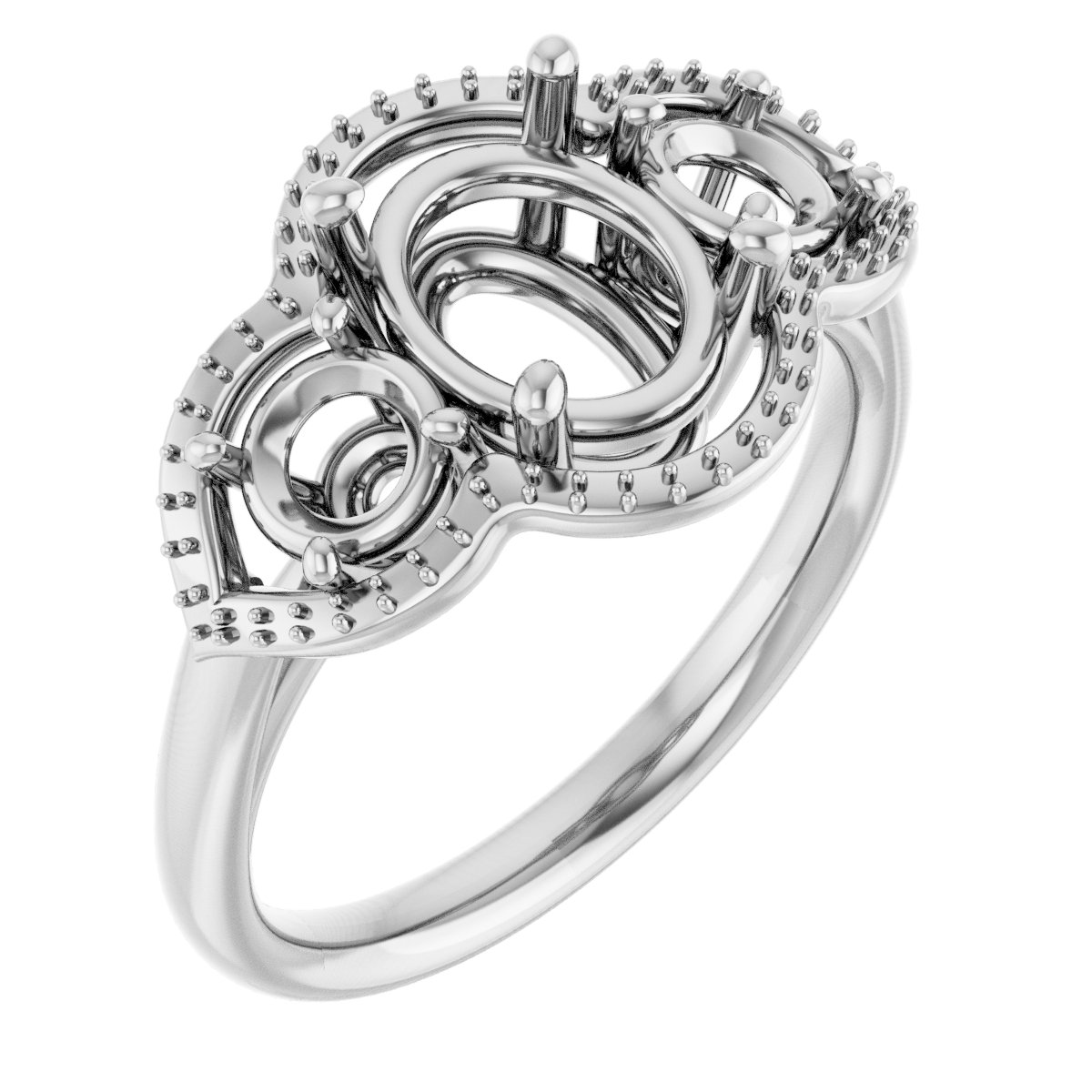 Three-Stone Halo-Style Engagement Ring