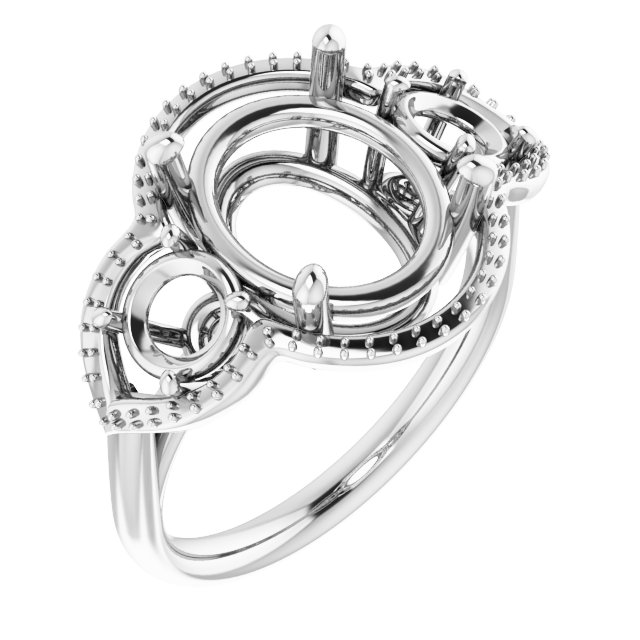 Three-Stone Halo-Style Engagement Ring