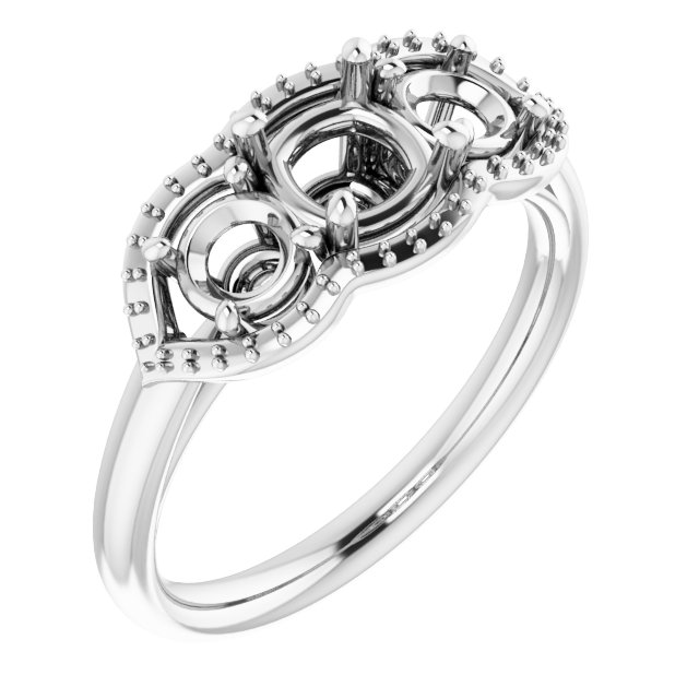Three-Stone Halo-Style Engagement Ring
