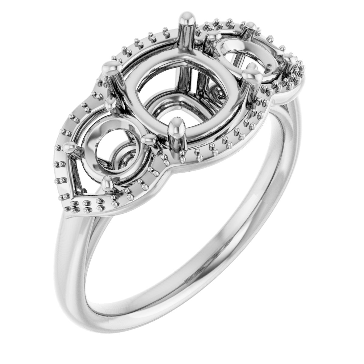 Three-Stone Halo-Style Engagement Ring