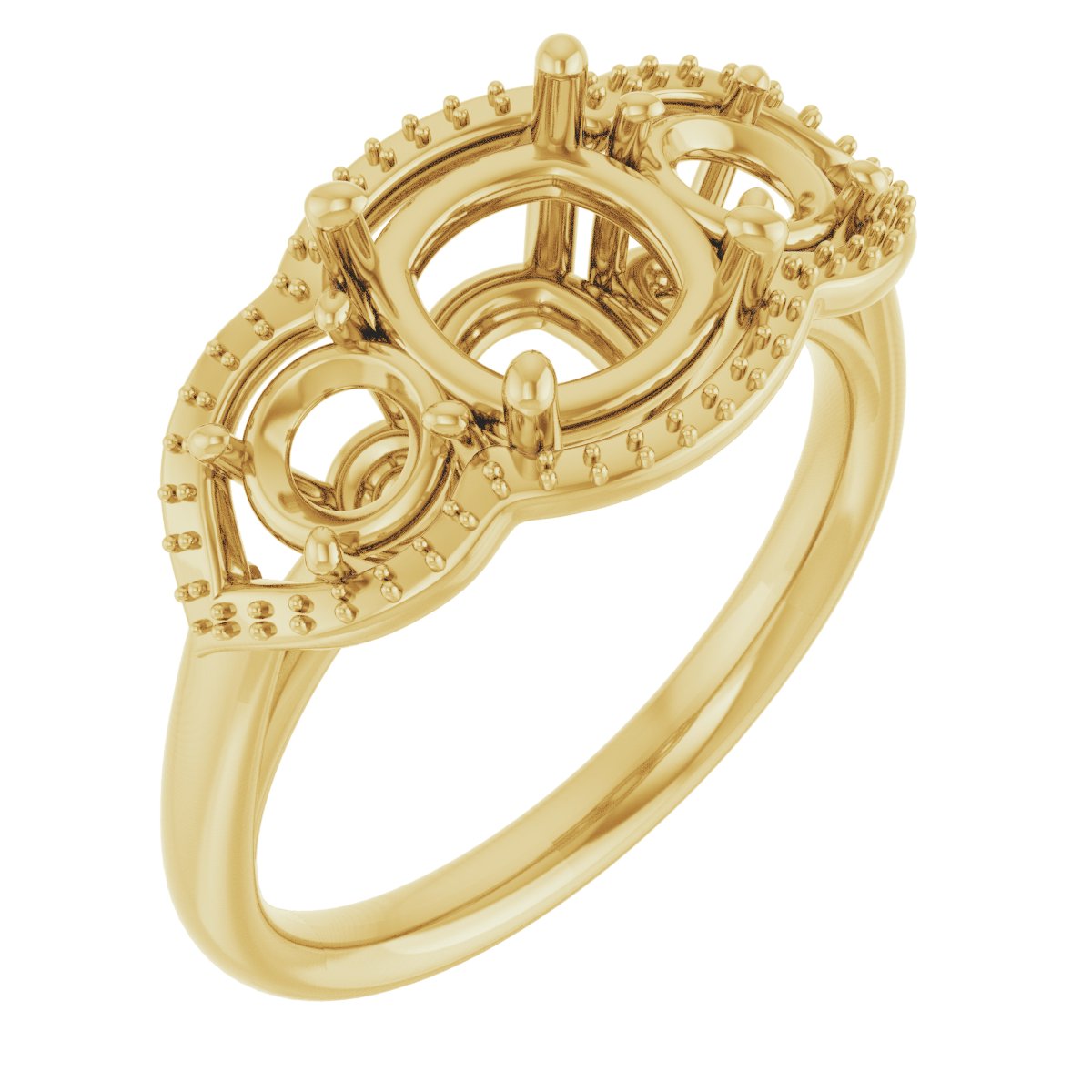 Three-Stone Halo-Style Engagement Ring